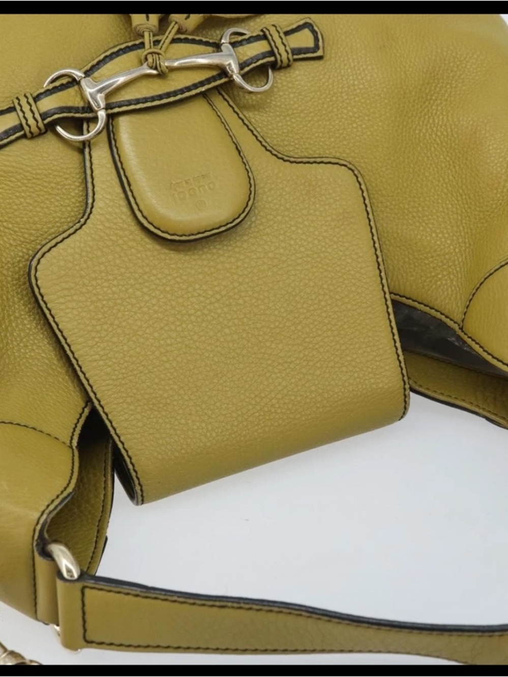 Gucci horsebit Emily Leather Bag in Olive Green with Chain Detail - Picture 6 of 13